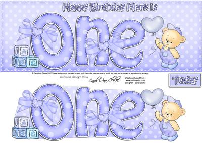 1st Birthday Mark Large Dl Quick Card N 3D Decoupage