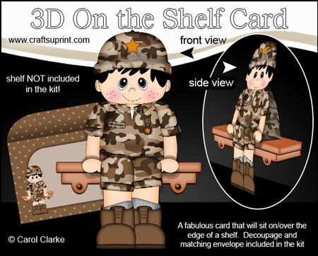 3D on the Shelf Card Kit - Steve Army Boy Desert Camouflage‎