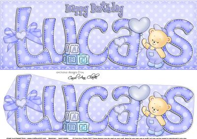 Large Dl Birthday Lucas Teddies 3D Decoupage