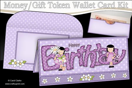 Girlz Suzi's Flower Birthday Money or Gift Wallet Card Kit