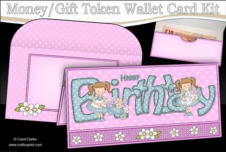 Girlz Liz's Flowers Birthday Money or Gift Wallet Card Kit