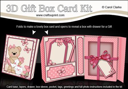 3D Livvy Bear's Letter Gift Box Card Kit with 3D Decoupage