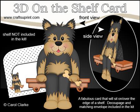 3D on the Shelf Card Kit - Timmy Yorkie Dog