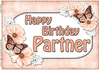 A4 Happy Birthday Partner Flowers & Butterflies Card Topper