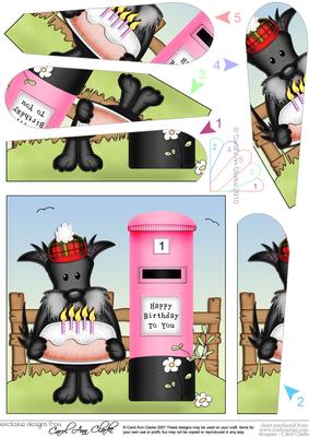 Hamish Scottie Dog Birthday Cake Fan Pyramage Topper