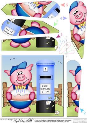 Ziggy Piggy Birthday Cake Fan Pyramage Topper