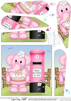 Lola Elephant Birthday Cake Fan Pyramage Topper