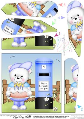 Teddy Ed Birthday Cake Fan Pyramage Topper