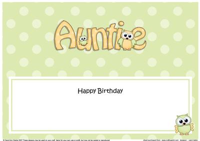Large Dl Birthday Auntie Owls Matching Insert