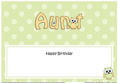 Large Dl Birthday Aunt Owls Matching Insert