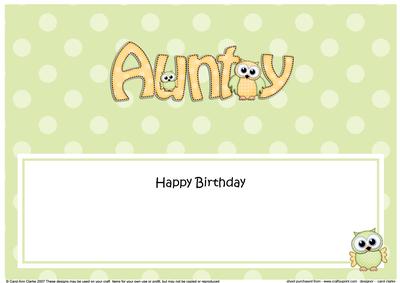 Large Dl Birthday Aunty Owls Matching Insert