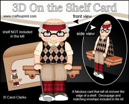 3D on the Shelf Card Kit - Golfing Old Man Cyril