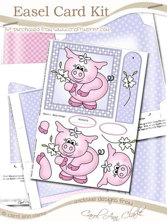 Piggywig Easel Card Kit with Step by Step Decoupage
