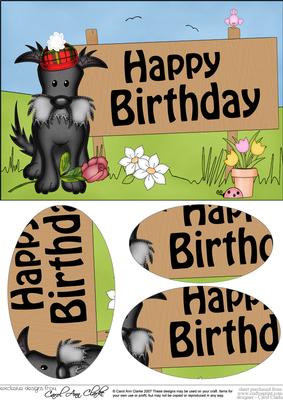 A5 Scottie Dog Birthday Oval Pyramage Topper