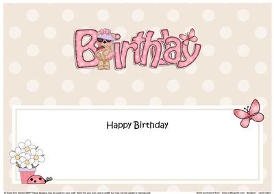 Birthday Livvy Bear Large Dl Matching Insert