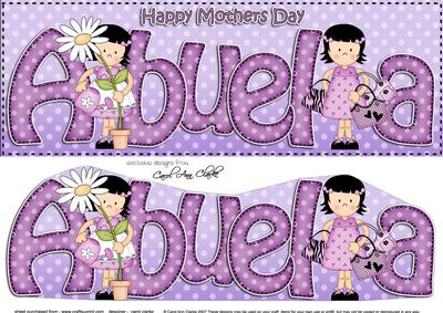 Girlz Mother Day Abuela Large Dl Quick Card 3D Decoupage