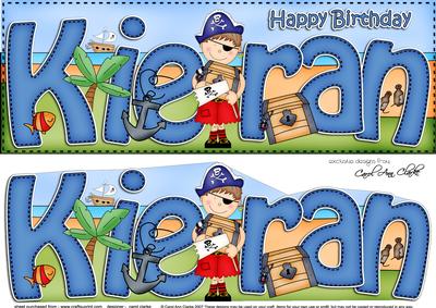 Large Dl Birthday Kieran Pirates Quick Card 3D Decoupage
