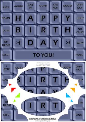A5 Novelty Fun Computer Keyboard Greetings Scallop Corners