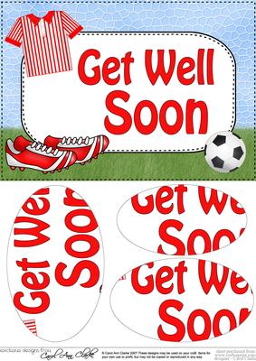 A5 Get Well Soon Football Oval Pyramage Topper