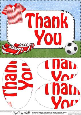 A5 Thank You Football Oval Pyramage Topper