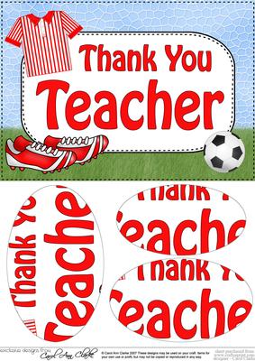 A5 Thank You Teacher Football Oval Pyramage Topper