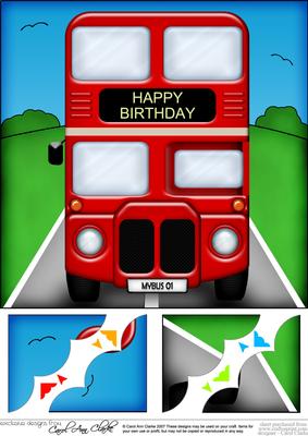 8 x 8 Big Red Bus Scalloped Corner Topper