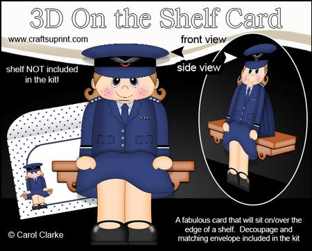 3D on the Shelf Card Kit - Raf Airforce Pilot Julie