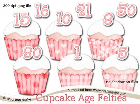 Pretty Coordinating Cupcake Age Felties Digital Embellishmen