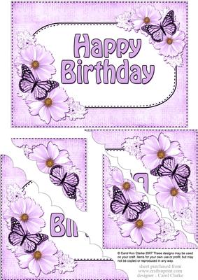5x7 Flowers & Butterflies Birthday Scallop Corner