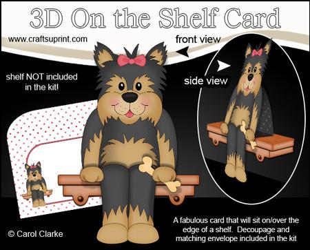 3D on the Shelf Card Kit - Poppy Yorkie Dog