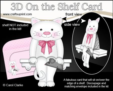 3D on the Shelf Card Kit - Little White Cat Bella