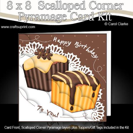 8 x 8 Fondant Fancies Birthday Cakes Scalloped Corner Kit