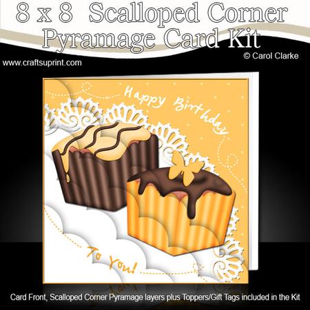 8 x 8 Fondant Fancies Birthday Cakes Scalloped Corner Kit