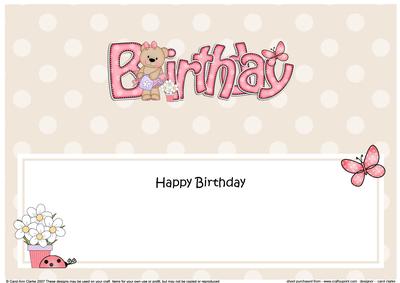 Birthday Livvy Bear Large Dl Matching Insert