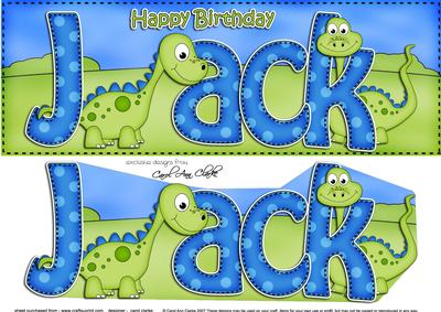 Large Dl Birthday Jack Denis Dinosaur Card & 3D Decoupage