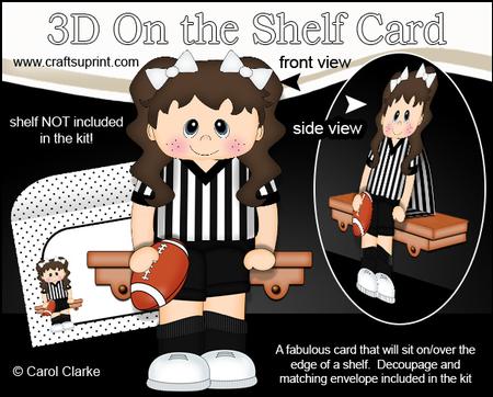 3D on the Shelf Card Kit - Rugby or Aus Football Girl Sheila