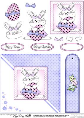Little Girl Bunny Quick Card with 3D Decoupage Topper