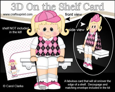 3D on the Shelf Card Kit - Golfing Girl Mary