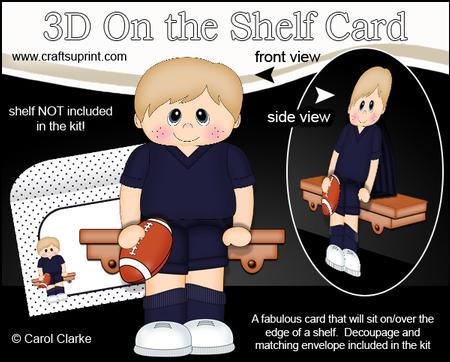 3D on the Shelf Card Kit - Rugby or Aus Football Boy Oliver