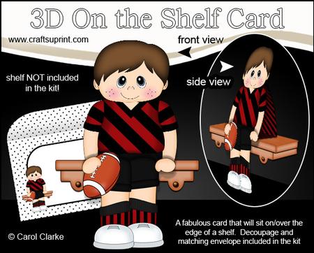 3D on the Shelf Card Kit - Rugby or Aus Football Boy Charlie