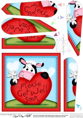 Milly Moo Cow Get Well Heart Fan Pyramage Topper