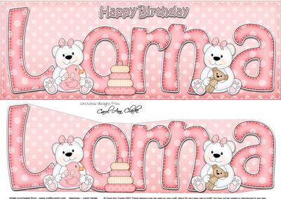 Large Dl Birthday Lorna Teddies 3D Decoupage