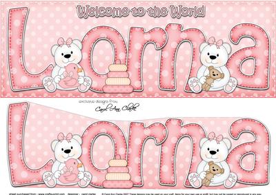 Large Dl Welcome to the World Lorna Teddies 3D Decoupage