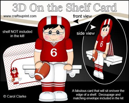 3D on the Shelf Card Kit - American Footballer Adam