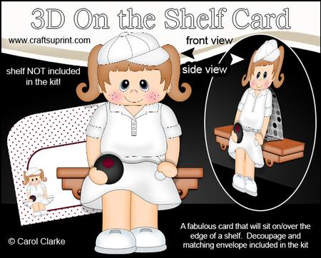 3D on the Shelf Card Kit - Lawn Bowls Girl Ruby