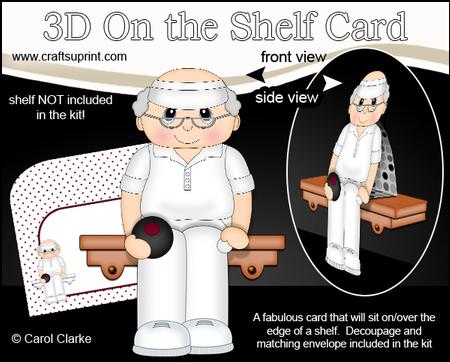 3D on the Shelf Card Kit - Lawn Bowls Old Man Seth