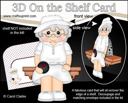 3D on the Shelf Card Kit - Lawn Bowls Old Woman Violet