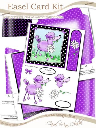 Cute Poodle Easel Card Kit with 3D Step by Step Decoupage