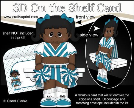 3D on the Shelf Card Kit - Little Ethnic Cheerleader Nyla