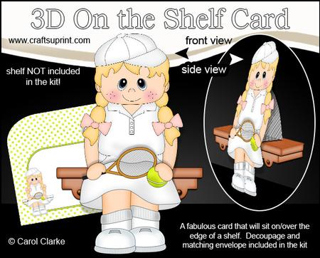 3D on the Shelf Card Kit - Little Tennis Girl Lexi